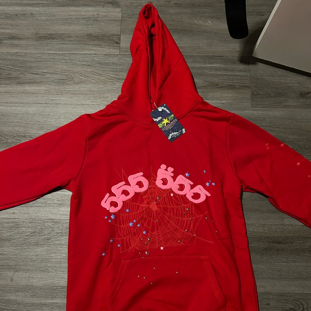 Vibrant Red Hoodie with Web Design